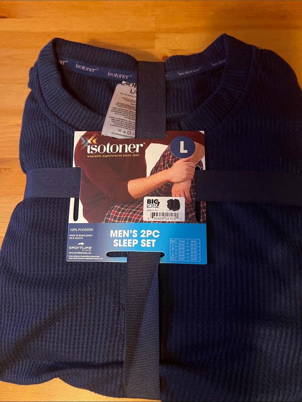 Isotoner Men's Navy Ribbed Crewneck Sleep Set